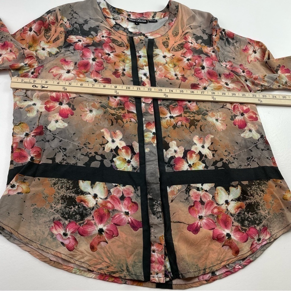 Tolani Collection Shirt Women Size Large Button Down Long Sleeves Floral - Picture 3 of 11